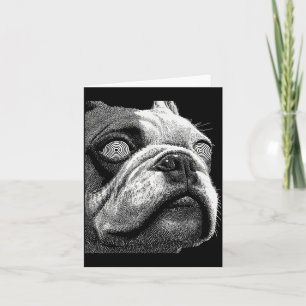 Tarjeta Hipnótico Bulldog Británico Ojos Raros Weirdcore