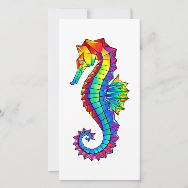 Tarjeta Hipoahoría marino poligonal arcoiris (Anverso)