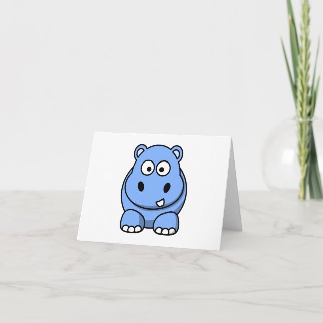 Tarjeta Hipopótamo Azul Adorable (Anverso)