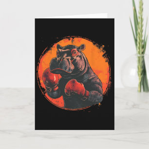 Tarjeta Hipopótamo Boxeador Con Guantes De Boxeo Kickboxin