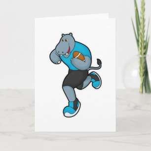 Tarjeta Hipopótamo como jugador de fútbol con balón de fút