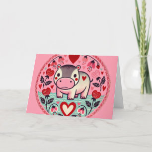 Tarjeta Hipopótamo del día de San Valentín