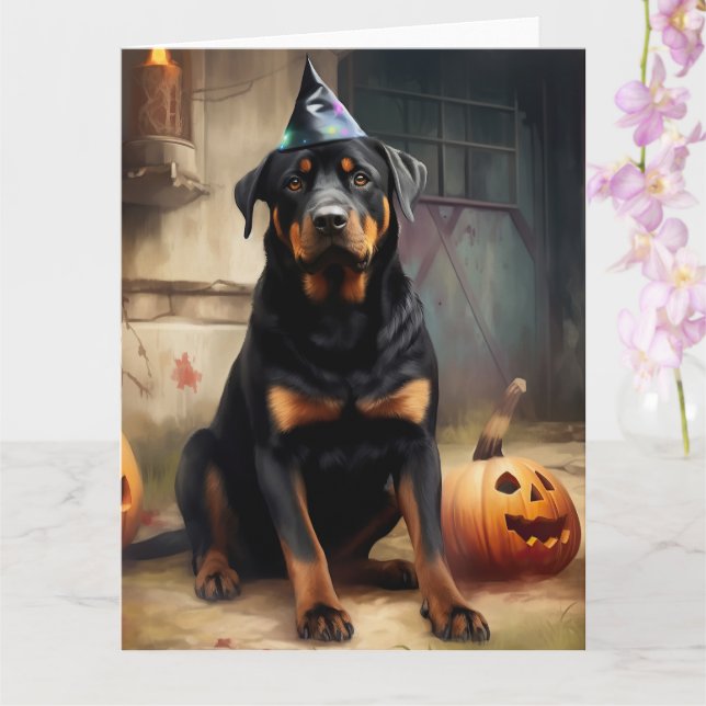 Tarjeta Hipótesis de halloween de Rottweiler (Orquídea)