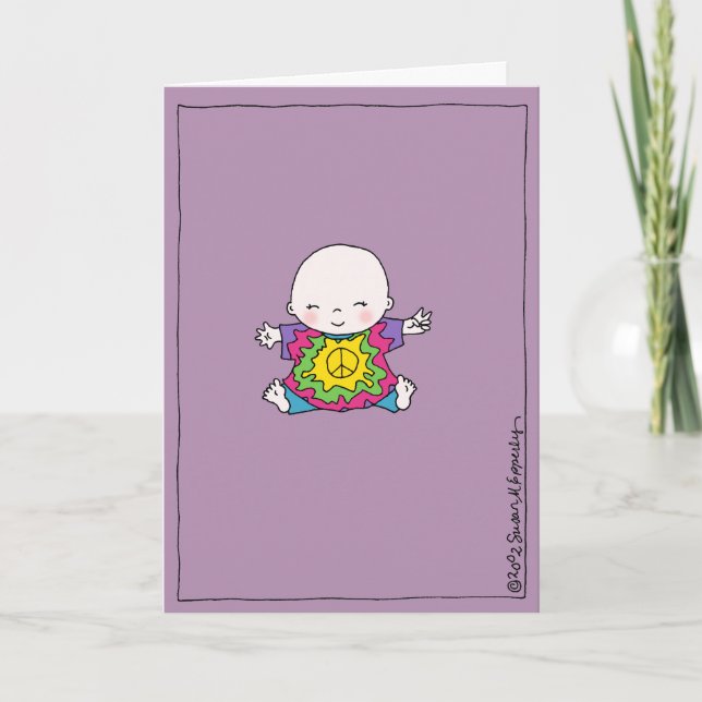 Tarjeta Hippie de bebé por la paz pura / Baby Shower hippy (Anverso)