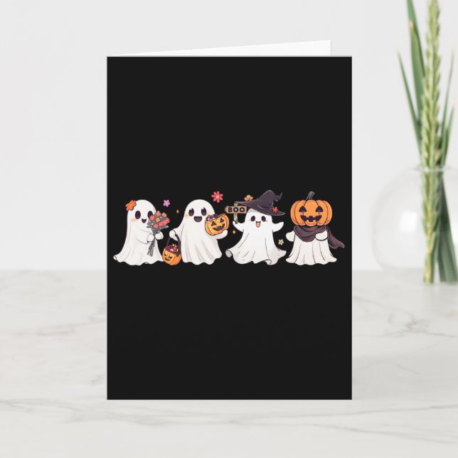 Tarjeta Hippie Halloween Cute Ghost Boo Spooky Season Pump (Anverso)