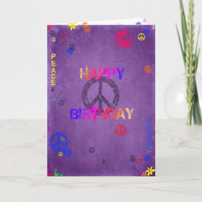 Tarjeta Hippie Happy Birday Card Purple (Anverso)
