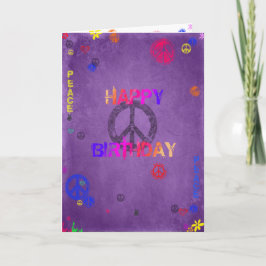 Tarjeta Hippie Happy Birday Card Purple