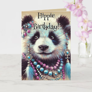 Tarjeta Hippie Panda Bear Cumpleaños Personalizado