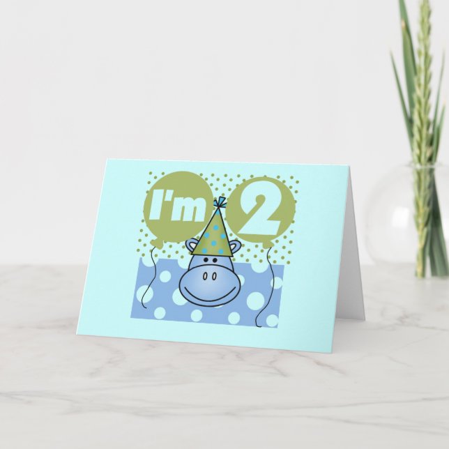 Tarjeta Hippo 2ª camisetas de cumpleaños y regalos (Anverso)