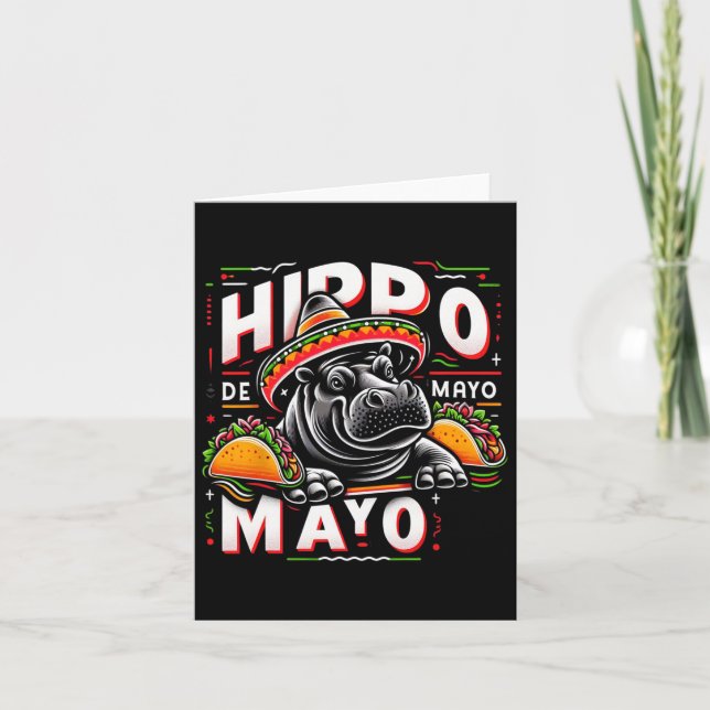 Tarjeta Hippo Cinco De Mayo Funny México Hippopótamo Funn (Anverso)