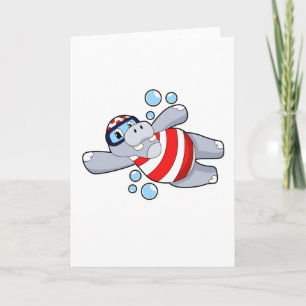 Tarjeta Hippo como buceador con gafas de natación