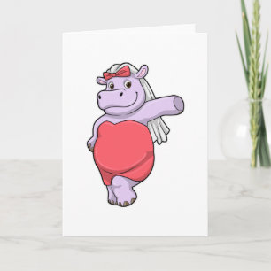 Tarjeta Hippo como novia con velo y reverencia