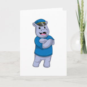 Tarjeta Hippo como oficial de policía con gorra de policía