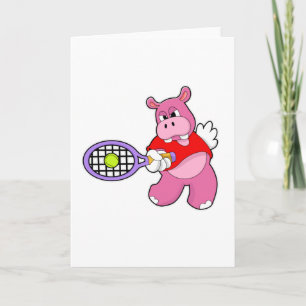 Tarjeta Hippo en tenis con raqueta de tenis
