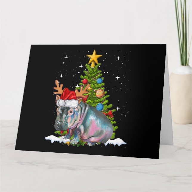 Tarjeta Hippo Fiona Árbol de Navidad Hippopótamo (Anverso)