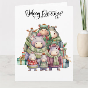 Tarjeta Hippo Navideño Temático para Amantes de los Animal