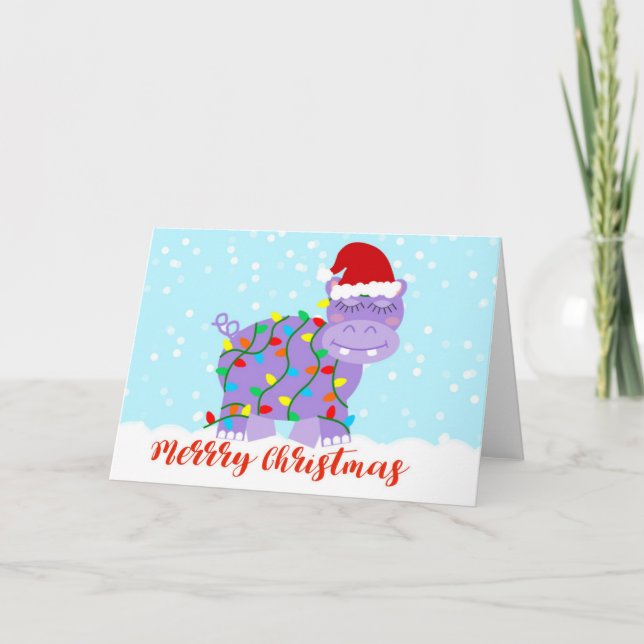 Tarjeta Hippopótamo Para Navidades (Anverso)