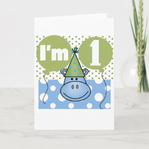 Tarjeta Hippopótamo Primera camiseta y regalo de cumpleaño