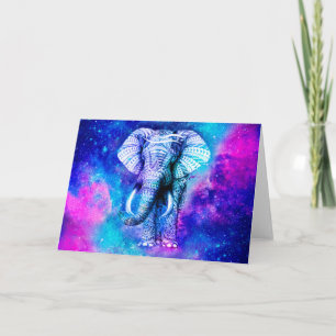 Tarjeta Hipster Elephant Nebula Space
