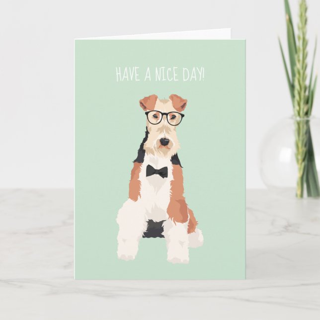 Tarjeta Hipster Guay Fox Terrier Wire Dog para los amantes (Anverso)