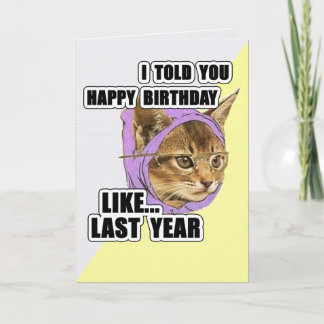 Tarjeta Hipster Kitty Deep Cita Feliz Cumpleaños