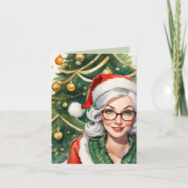 Tarjeta Hipster Sra. Claus y Navidades de recetas de cócte