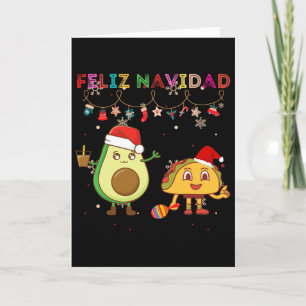 Tarjeta Hispano Feliz Navidad Aguacate Tacos Mexicano Chri