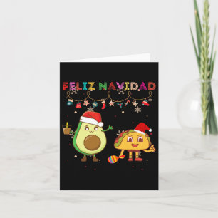 Tarjeta Hispano Feliz Navidad Aguacate Tacos Mexicano Chri