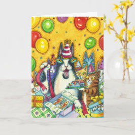 TARJETA HISS N' FITZ GATOS, KITTENS, MICE, DIVERTIDO CUMPL