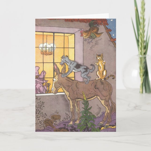 Tarjeta Historia de hadas de cosecha, músicos de Bremen, H (Anverso)