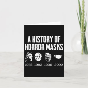 Tarjeta Historia de las Máscaras de Terror Pereza Disfraz