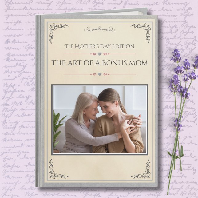 Tarjeta Historia de libro ilustrado de madrastra de lujo m (Premium Silver Stepmom Mother's Day Card | The Art of a Bonus Mom Modern Storybook Photo Keepsake)