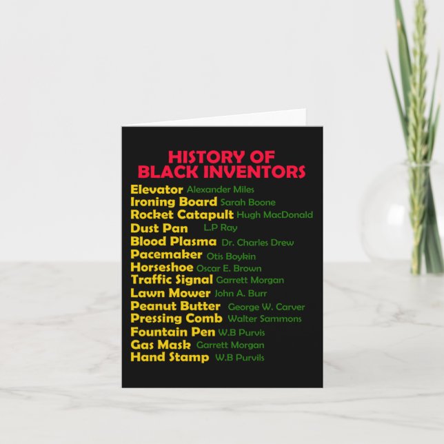 Tarjeta Historia De Los Inventores Negros Mes De Historia  (Anverso)