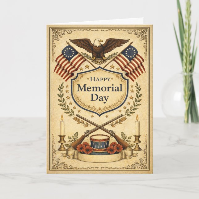 Tarjeta Historic Muskets Drum Memorial Day (Anverso)