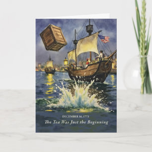 Tarjeta Histórico Día del Fiesta del Té en Boston justo al
