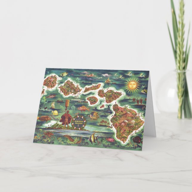 Tarjeta Histórico mapa de las antiguas islas de Hawái (Anverso)