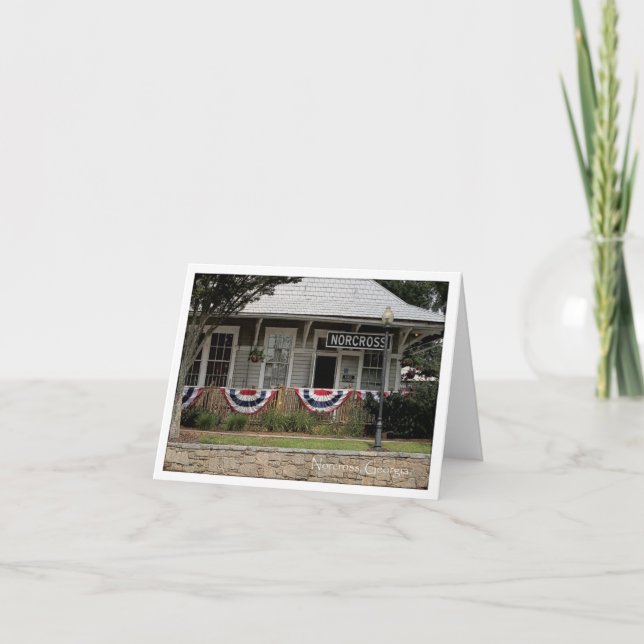 Tarjeta Histórico Norcross Ga: estación de trenes 3 de jul (Anverso)