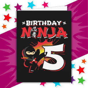 Tarjeta Historieta de 5 años estilo Ninja 5º cumpleaños