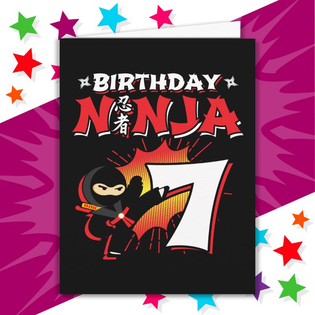 Tarjeta Historieta de 7 años al estilo Ninja 7 cumpleaños (Subido por el creador)
