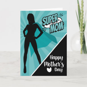 Tarjeta Historieta de supermamá para feliz día de la madre