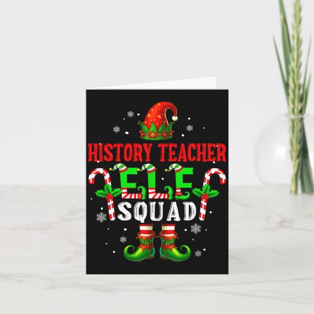 Tarjeta History Teacher Elf Squad Xmas Elf Hat Scute Ss Cu (Anverso)