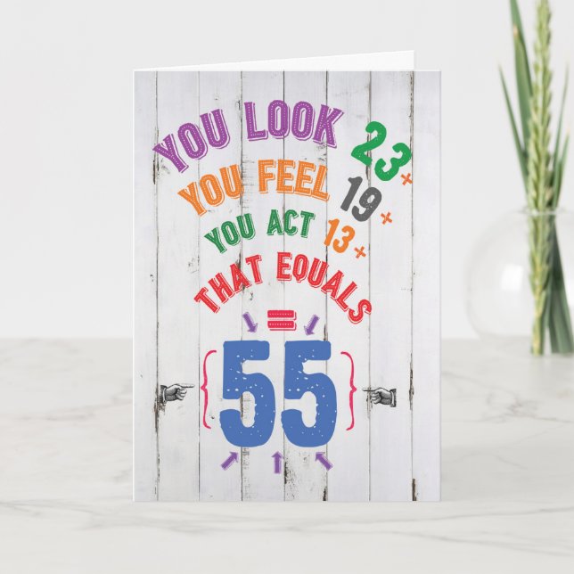 Tarjeta Hito de ecuación de edad 55 - Cumpleaños (Anverso)