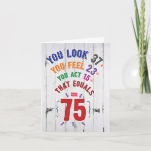 Tarjeta Hito de ecuación de edad 75 - Cumpleaños