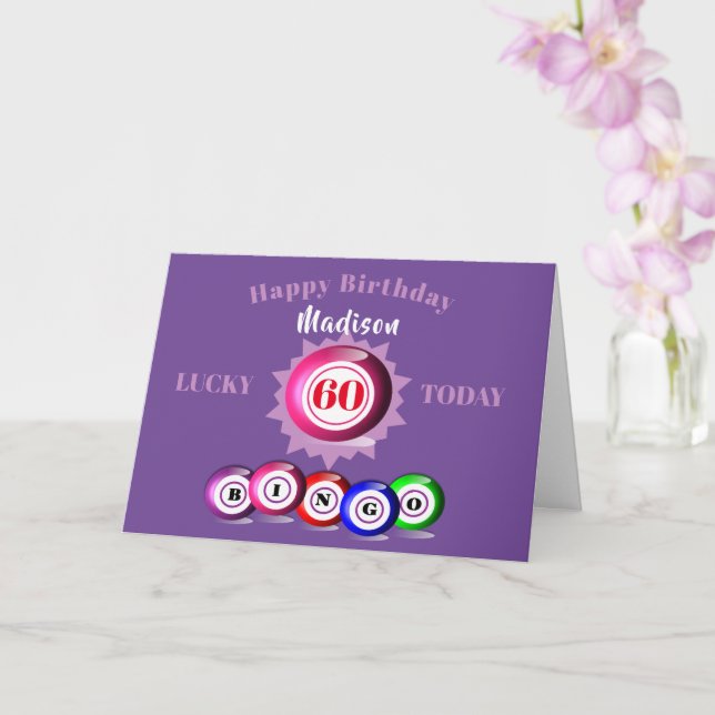 Tarjeta Hitos de las Bolas de Bingo de cumpleaños número 6 (Orquídea)