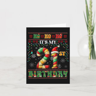 Tarjeta Ho cómo es mi 21 cumpleaños Navidad Candy Cane 21