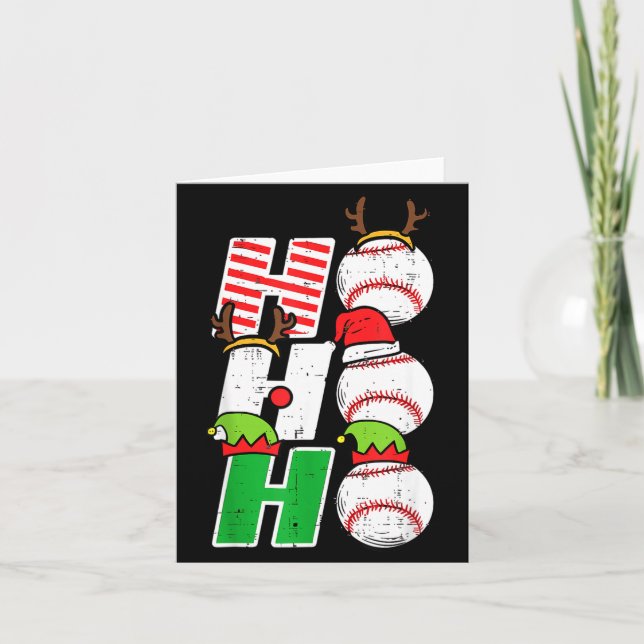 Tarjeta Ho Ho Baseball Elf Candy Cane Funny Christmas Srt  (Anverso)