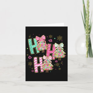 Tarjeta Ho Ho Ho Feliz Navidad Coquette Lazo Árboles de Na