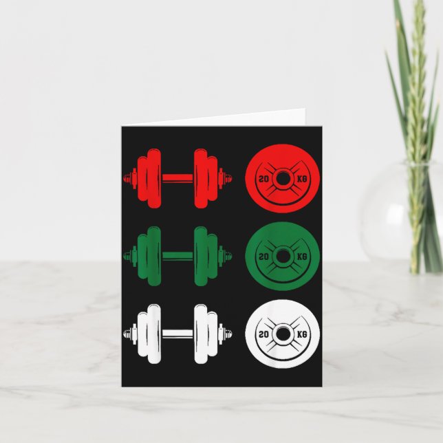 Tarjeta Ho Ho Ho Funny Dumbbell Christmas Weightlifting Gy (Anverso)