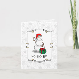Tarjeta Ho Ho Ho Ho Ho Feliz Navidad Santa Cute Snowman