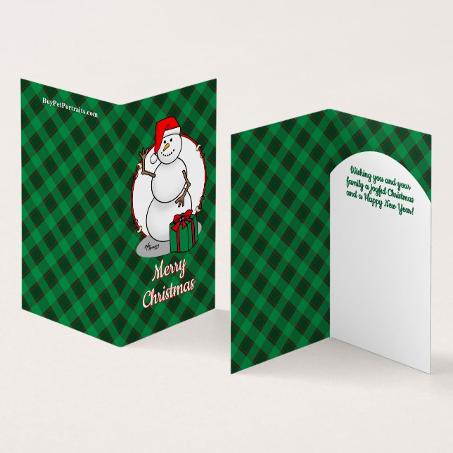 Tarjeta Ho Ho Ho Ho Ho Feliz Navidad Santa Cute Snowman (Interior y exterior)